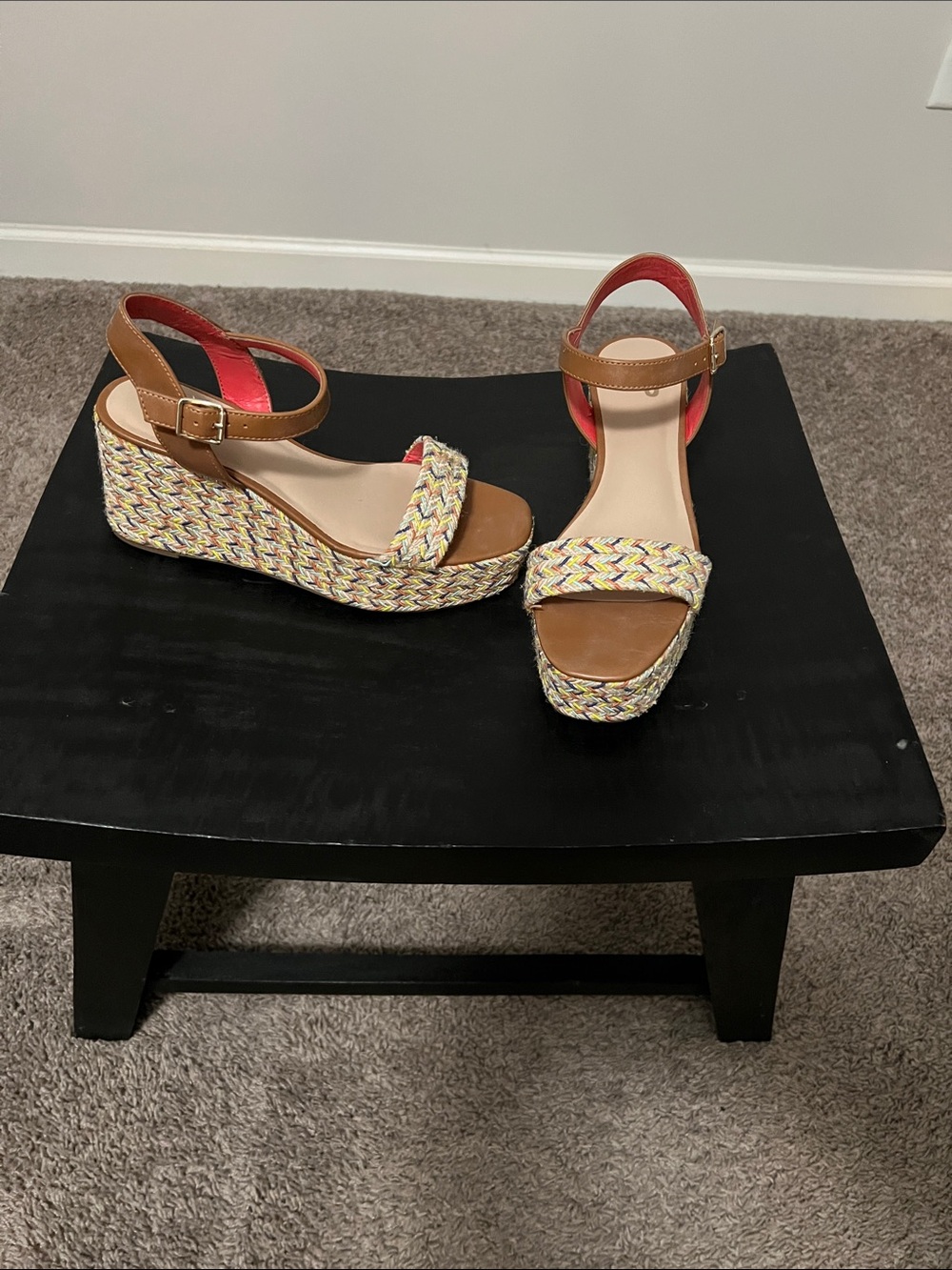 Mix No. 6 Tan and Multi color Braided Wedge Sandals